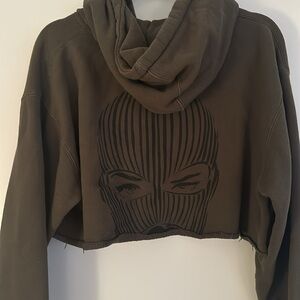 Cropped BADWOOD Army Green Hoodie (M)